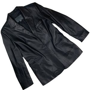 Gianni Versace VERSUS Vintage 90s Black Leather Blazer